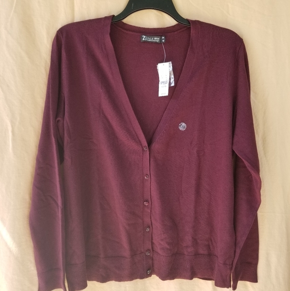 Jewel Button Cardigan (Burgundy) - Picture 1 of 9